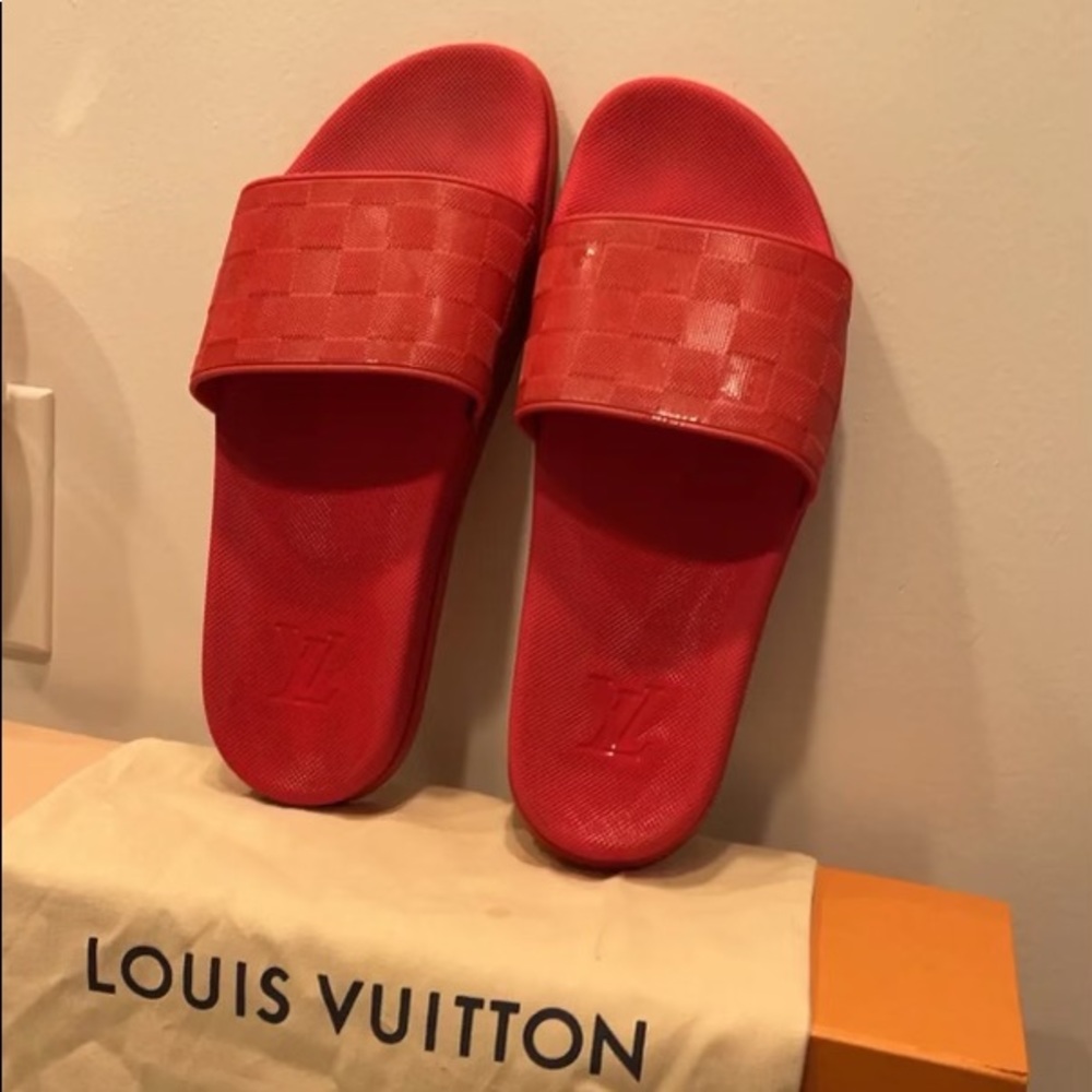Louis Vouitton Red Rubber Slides
